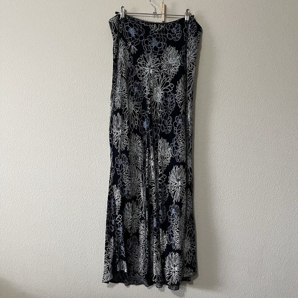 Old Navy Y2K Floral Long Stretch Fairy 100% Rayon Unlined Zip Maxi Skirt SZ 10